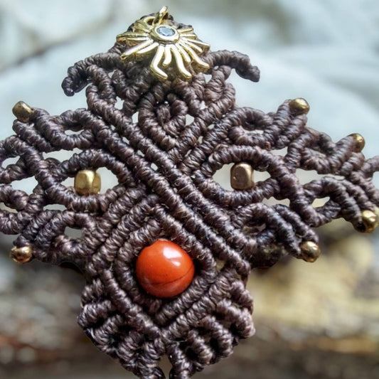 Macrame Choker with Red Jasper