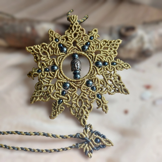 Hematite macrame mandala