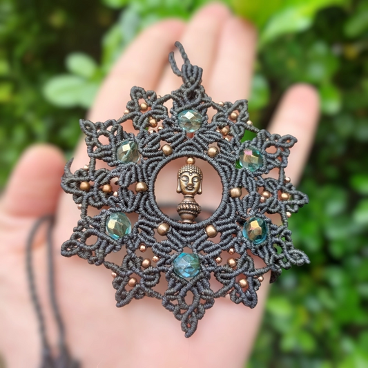 Macrame mandala pendant