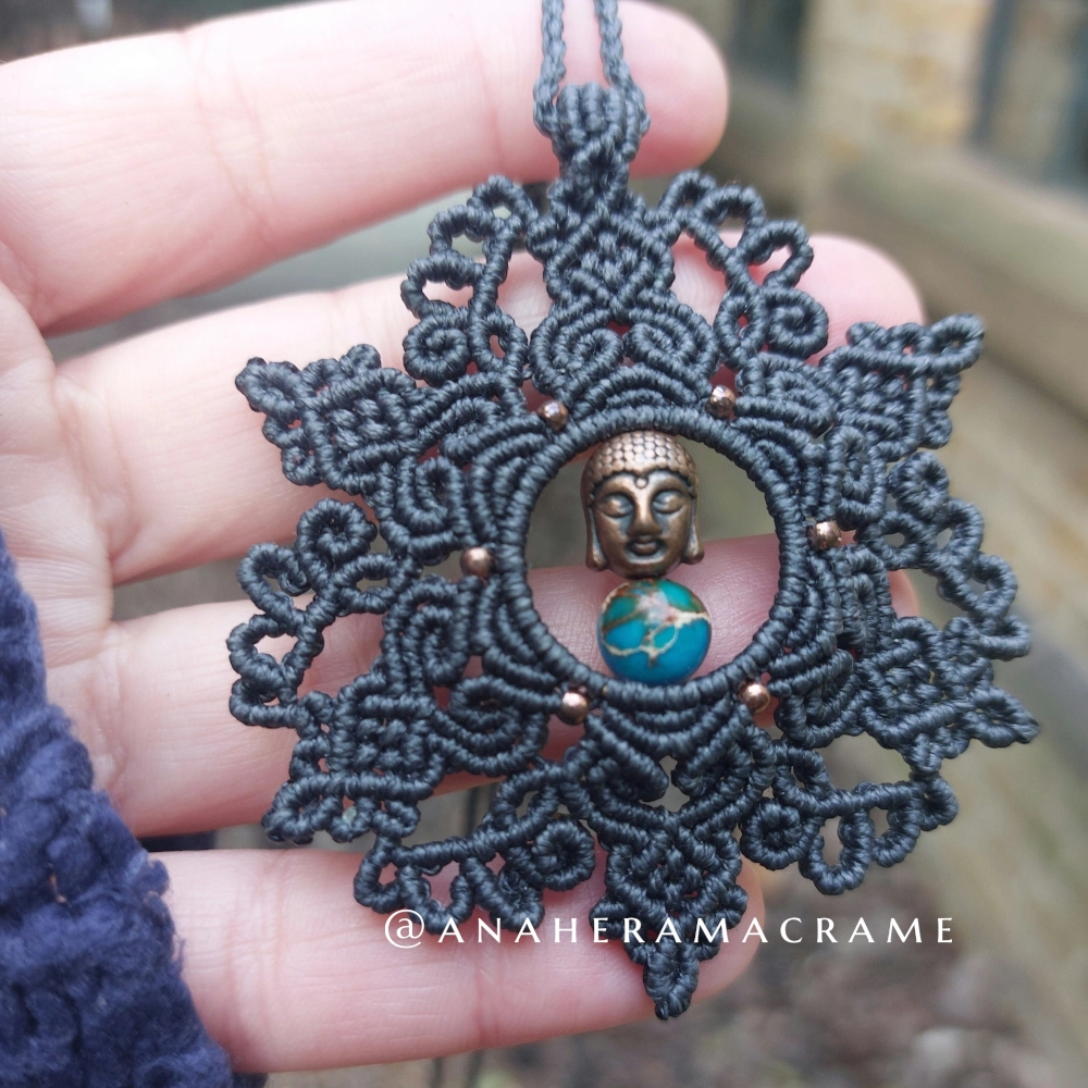 Macrame necklace with Imperial Jasper