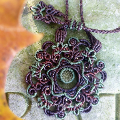 brown & green macrame mandala