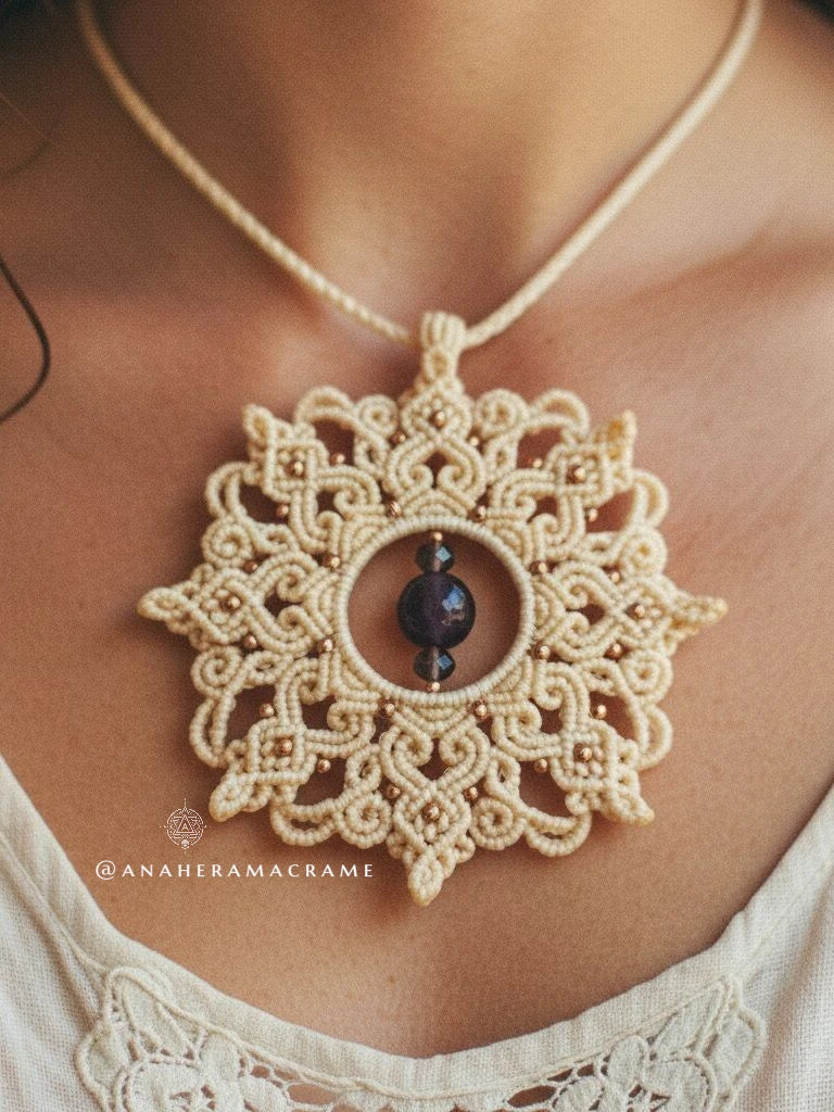 Amethyst macrame necklace