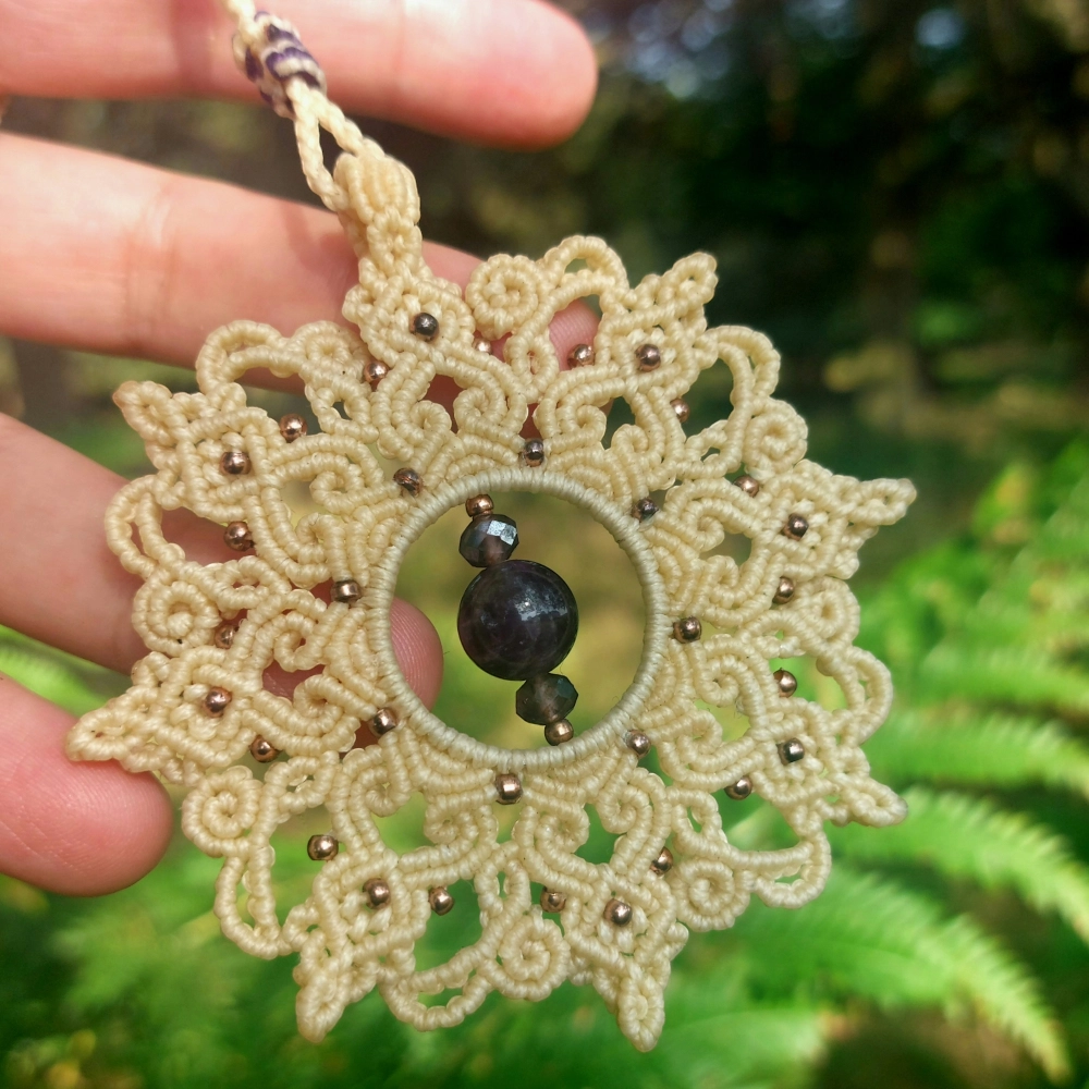 Amethyst macrame necklace