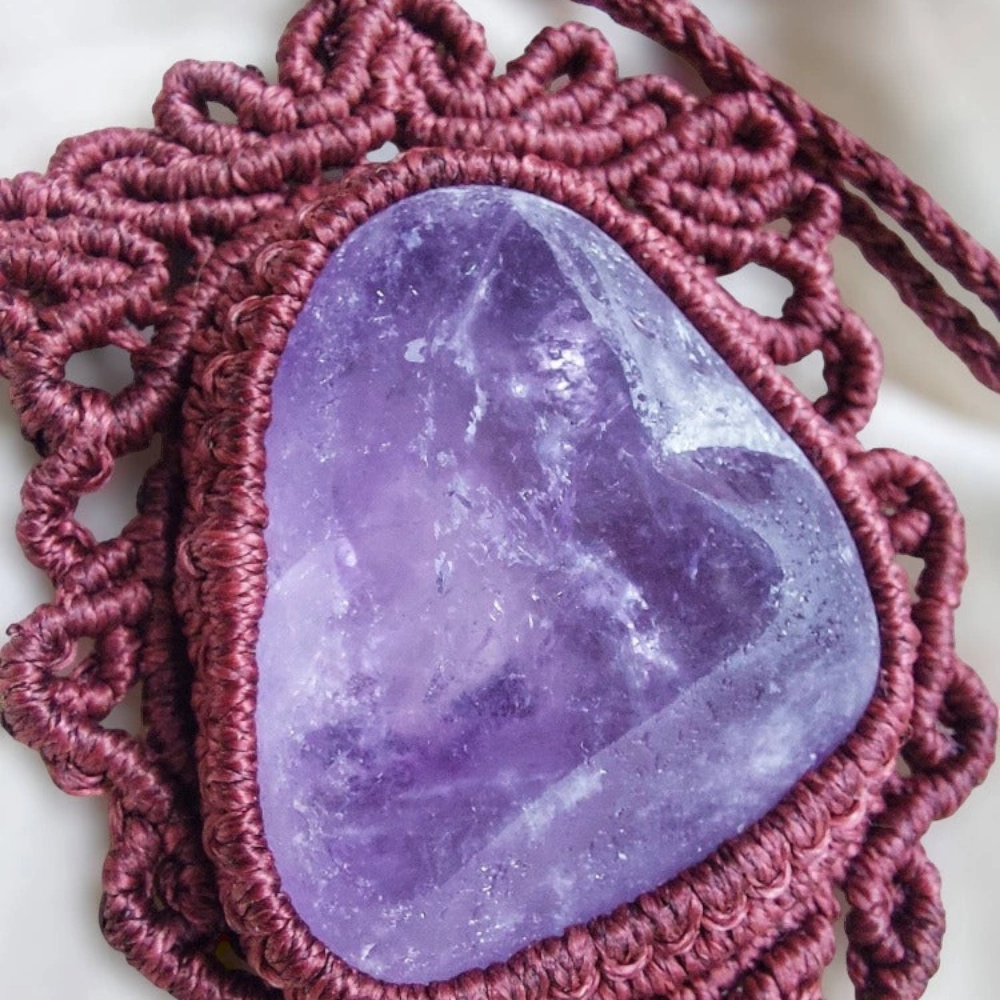 Handmade Macrame Raw Amethyst Crystal Necklace is the perfect addition to any boho-inspired jewelry collection. 
