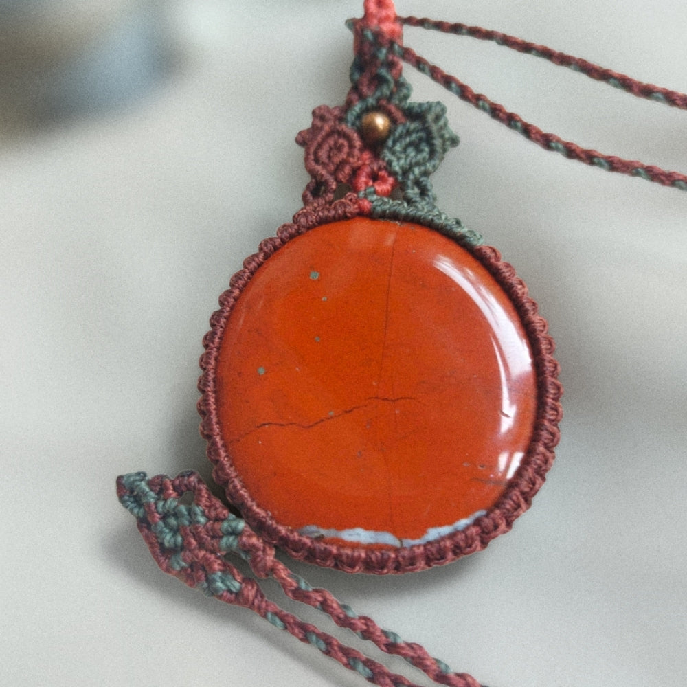 Red Jasper macrame pendant