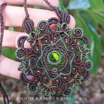 brown & green macrame mandala